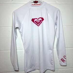 Roxy White and Pink Women's Swim Top